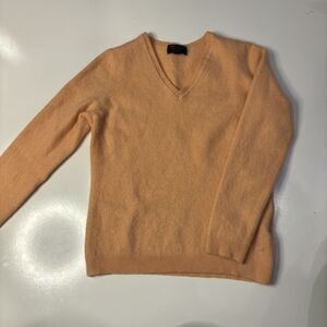 Charter Club Luxury 100% Cashmere Pullover V Neck Peach Sweater Girls Large